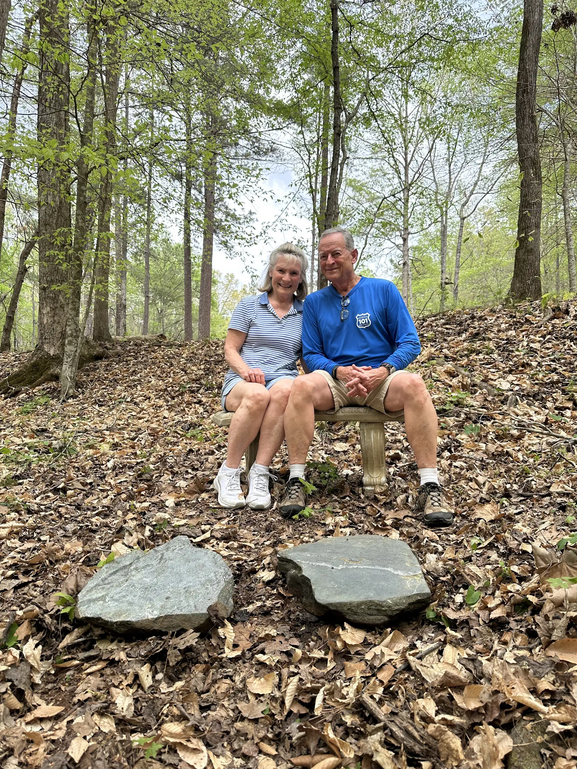 Tina and Glenn Quiggle chose their final resting place overlooking a stream in the forest